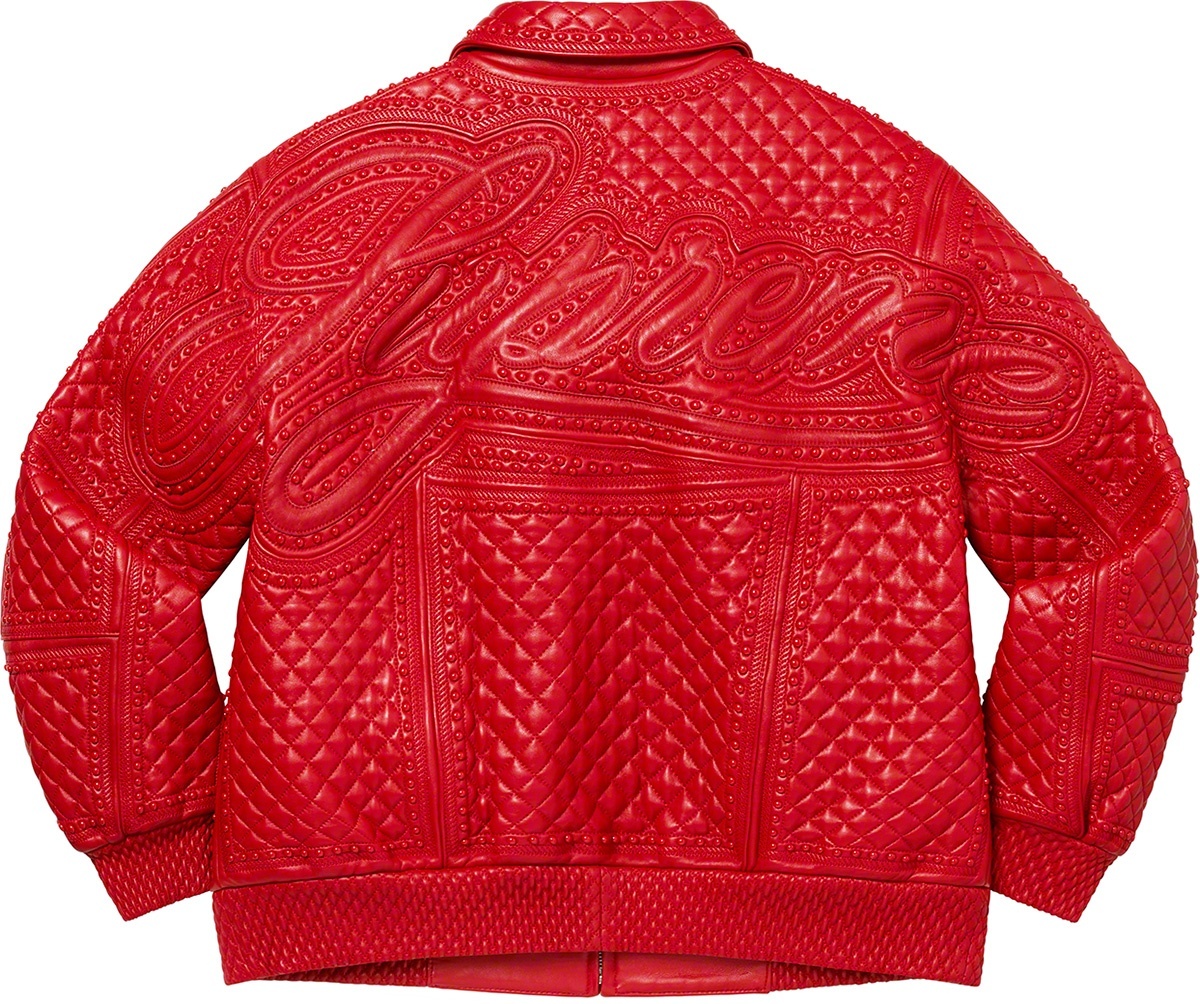 Studded Quilted Leather Jacket view 14